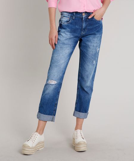 Calca-Jeans-Feminina-Sawary-Boyfriend-com-Rasgos-Azul-Escuro-9671823-Azul_Escuro_1
