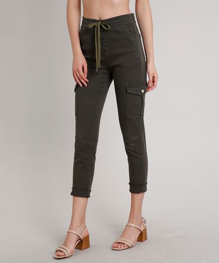 calça verde militar sawary