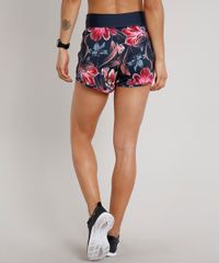 Short-Feminino-Esportivo-Ace-Running-Estampado-Floral-com-Sobreposicao-Chumbo-9601110-Chumbo_2