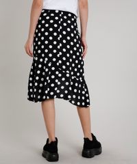 Saia-Feminina-Midi-Assimetrica-Estampada-de-Poa-com-Babado-Preta-9612673-Preto_2