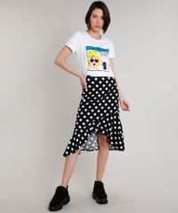 Saia-Feminina-Midi-Assimetrica-Estampada-de-Poa-com-Babado-Preta-9612673-Preto_3