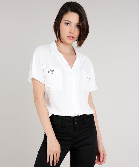 Camisa-Feminina-Ampla-com-Bolso-e-Borbado--Hey-Baby---Manga-Curta--Off-White-9639830-Off_White_1