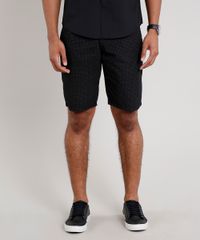 Bermuda-Masculina-Reta-Estampada-Mini-Print-Preta-8760791-Preto_1
