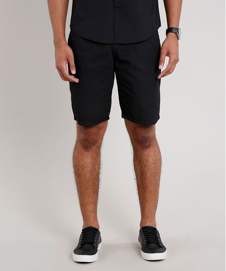 Bermuda-Masculina-Reta-Estampada-Mini-Print-Preta-8760791-Preto_1