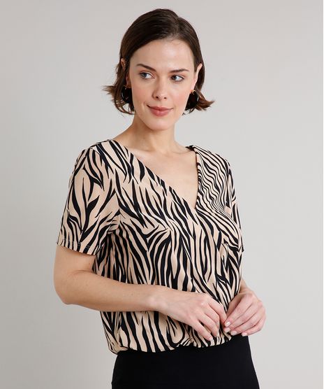 Blusa-Feminina-Transpassada-Estampada-Animal-Print-Zebra-Manga-Curta-Decote-V-Bege-9508651-Bege_1