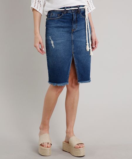 Saia-Jeans-Feminina-Midi-com-Rasgos-Fenda-e-Cinto-Azul-Escuro-9670259-Azul_Escuro_1 Saia-Jeans-Feminina-Midi-com-Rasgos-Fenda-e-Cinto-Azul-Escuro-9670259-Azul_Escuro_1