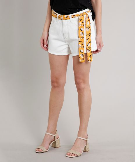 Short-de-Sarja-Feminino-Vintage-Destroyed-com-Faixa-Estampada-Off-White-9664655-Off_White_1