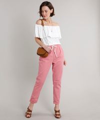 Calca-de-Sarja-Feminina-Jogger-com-Bolso-e-Cadarco--Rosa-Escuro-9662966-Rosa_Escuro_3 Calca-de-Sarja-Feminina-Jogger-com-Bolso-e-Cadarco--Rosa-Escuro-9662966-Rosa_Escuro_3