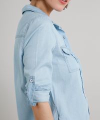 Vestido-Chemise-Jeans-Feminino-Curto-com-Bolsos-Manga-Longa-Azul-Claro-9662958-Azul_Claro_4