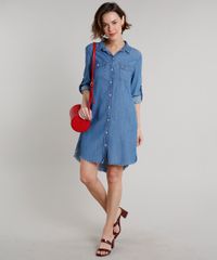 Vestido-Chemise-Jeans-Feminino-Curto-com-Bolsos-Manga-Longa-Azul-Medio-9662959-Azul_Medio_3