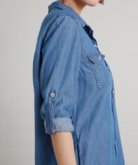 Vestido-Chemise-Jeans-Feminino-Curto-com-Bolsos-Manga-Longa-Azul-Medio-9662959-Azul_Medio_4