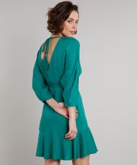 Vestido-Feminino-Curto-com-Babado-Manga-7-8-Verde-9548496-Verde_2