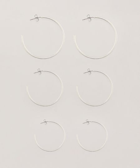 Kit-de-3-Brincos-Femininos-de-Argola-Folheados-Prateado-9415790-Prateado_1