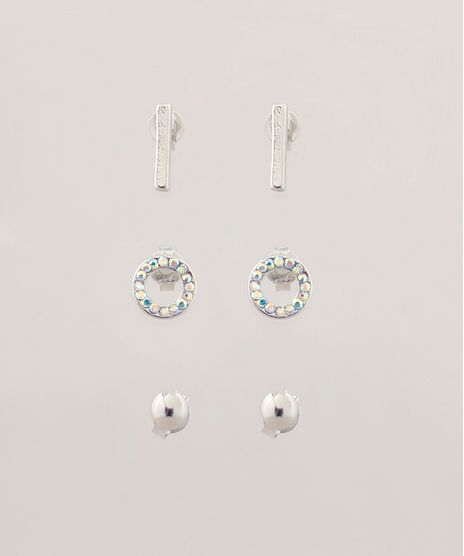 Kit-de-3-Brincos-Femininos-Folheados-Prateado-9662412-Prateado_1