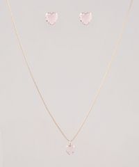 Kit-de-Brinco---Colar-Femininos-Folheados-com-Pedra-Zirconia-de-Coracao-Dourado-9662418-Dourado_1