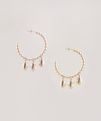 Brinco-Feminino-de-Argola-Folheado-com-Esferas-e-Buzios-Dourado-9657499-Dourado_1