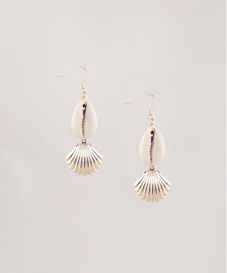 Brinco-Feminino-Folheado-com-Buzios-e-Concha-Dourado-9657500-Dourado_1