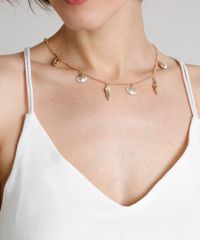 Gargantilha-Choker-Feminina-Folheada-com-Pingentes-de-Conchas-Dourado-9657468-Dourado_2