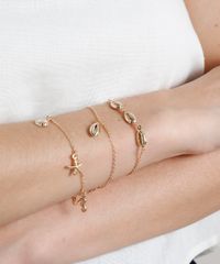 Kit-de-3-Pulseiras-Femininas-Folheadas-com-Pingentes-Tropicais-Dourado-9657477-Dourado_2
