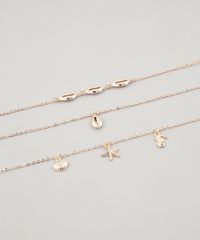 Kit-de-3-Pulseiras-Femininas-Folheadas-com-Pingentes-Tropicais-Dourado-9657477-Dourado_3