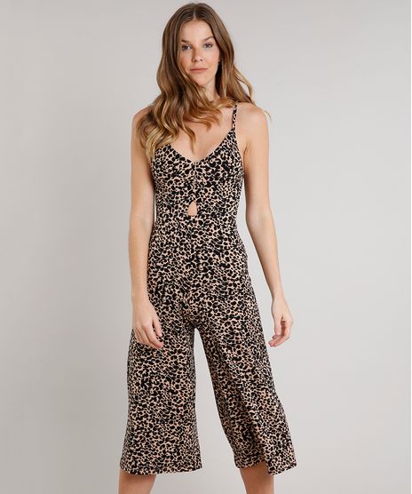 Macacao-Feminino-Pantacourt-Estampado-Animal-Print-com-Vazado-Alca-Fina-Bege-9644719-Bege_1