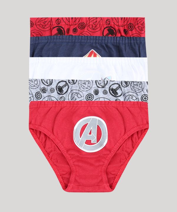 Kit de 5 Cuecas Infantis Os Vingadores Multicor 10