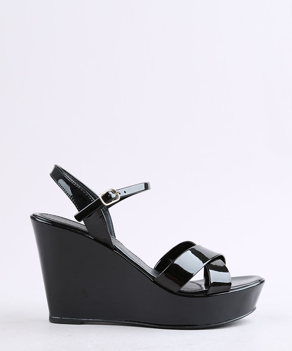 sandalias plataforma preta