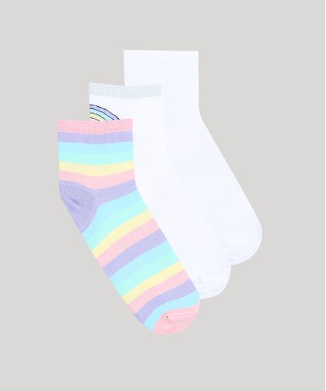 Kit-de-3-Meias-Femininas-Cano-Medio-Arco-Iris-Multicor-9678106-Multicor_1