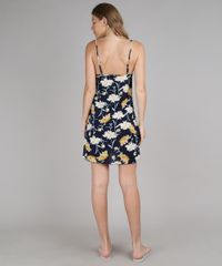 Camisola-Feminina-Estampada-Floral-com-Renda-Alcas-Finas-Azul-Marinho-9610509-Azul_Marinho_2