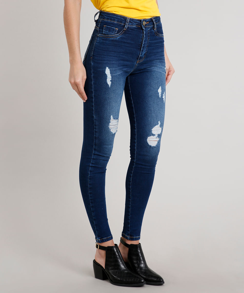 calça jeans com cinta embutida sawary