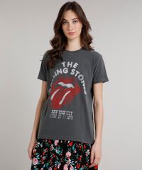 T-Shirt-Feminina-Mindset--The-Rolling-Stones--Manga-Curta-Decote-Redondo-Chumbo-9723063-Chumbo_1