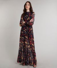 Vestido-Feminino-Mindset-Longo-Estampado-Floral-em-Tule-Manga-Longa-Gola-Alta-Preto-9752549-Preto_3