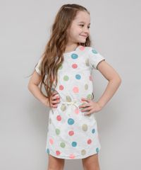 Vestido-Infantil-Estampado-de-Poa-com-Laco-Manga-Curta-Cinza-Mescla-Claro-9636527-Cinza_Mescla_Claro_1