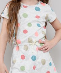 Vestido-Infantil-Estampado-de-Poa-com-Laco-Manga-Curta-Cinza-Mescla-Claro-9636527-Cinza_Mescla_Claro_4