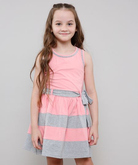 Vestido-Infantil-com-Laco-Sem-Manga-Decote-Redondo--Rosa-9222073-Rosa_1