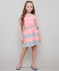 Vestido-Infantil-com-Laco-Sem-Manga-Decote-Redondo--Rosa-9222073-Rosa_3
