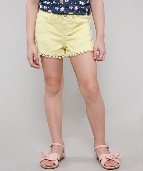 Short-de-Sarja-Infantil-com-Pompom-Amarelo-9619590-Amarelo_1