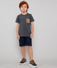 Camiseta-Infantil-com-Bolso-Estampado-de-Flamingo-Manga-Curta-Cinza-Mescla-Escuro-9605092-Cinza_Mescla_Escuro_3