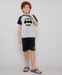 Pijama-Infantil-Tal-pai-Tal-Filho-Batman-Raglan-Manga-Curta-Cinza-Mescla-9634294-Cinza_Mescla_1