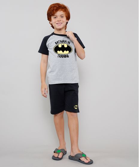Pijama-Infantil-Tal-pai-Tal-Filho-Batman-Raglan-Manga-Curta-Cinza-Mescla-9634294-Cinza_Mescla_1