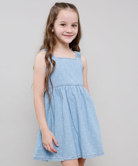 Vestido-Jeans-Infantil-Estampado-de-Estrelas-com-Botoes-Alcas-Medias-Azul-Claro-9615022-Azul_Claro_1