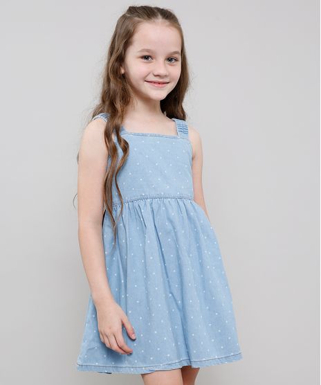 Vestido-Jeans-Infantil-Estampado-de-Estrelas-com-Botoes-Alcas-Medias-Azul-Claro-9615022-Azul_Claro_1
