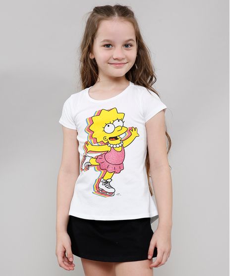 Blusa-Infantil-Lisa-Simpson-com-Glitter-Manga-Curta-Branca-9635668-Branco_1