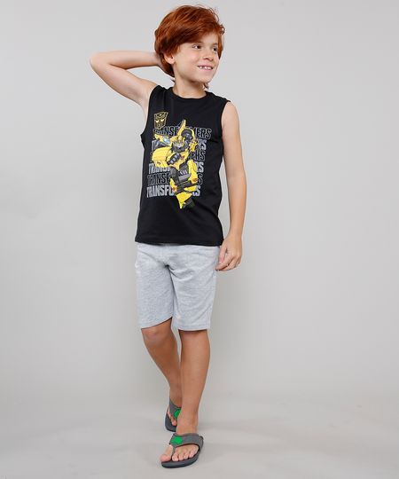 Conjunto-Infantil-Transformers-de-Regata-Gola-Careca-Preta---Bermuda-em-Moletom--Cinza-Mescla-Claro-9630535-Cinza_Mescla_Claro_1