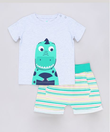 Conjunto-infantil-de-Camiseta-Jacare-Manga-Curta-Cinza---Short-Listrado-Verde-9678403-Verde_1