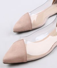 Sapatilha-Feminina-Via-Uno-Bico-Fino-em-Suede-com-Recorte-Transparente-Bege-9673920-Bege_2