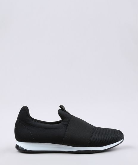 Tenis-Feminino-Via-Uno-Running-com-Elastico--Preto-9675416-Preto_1