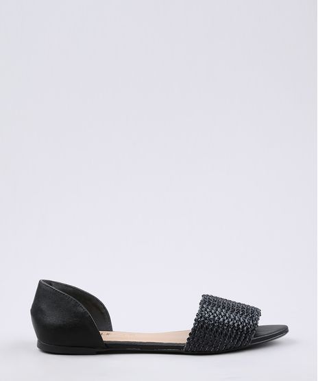 Rasteira-Feminina-Via-Uno-com-Textura-Preta-9674266-Preto_1