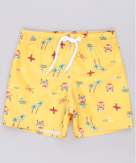 Bermuda-Surf-Infantil-Estampada-Praia-Amarela-9655821-Amarelo_1