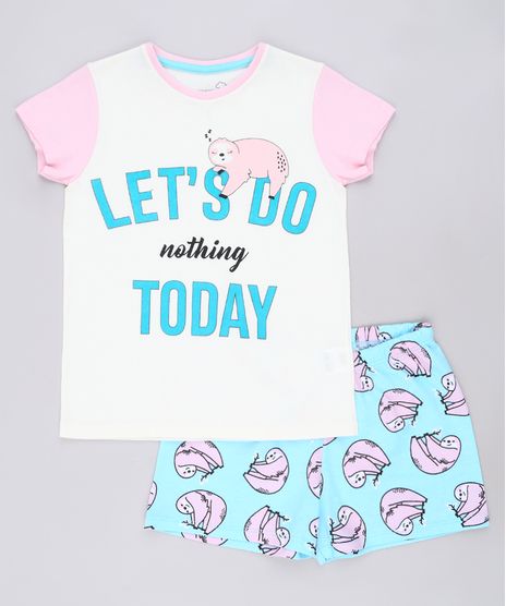 Pijama-Infantil-Bicho-Preguica-Manga-Curta-Off-White-9640941-Off_White_1